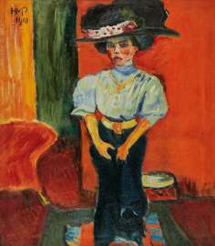 MAX PECHSTEIN 1881–1955 Junge Dame mit Federhut, 1910 Öl auf Leinwand