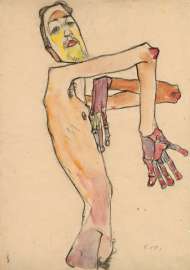 Egon Schiele, Erwin Dominik Osen als Akt mit überkreuzten Armen, 1910
