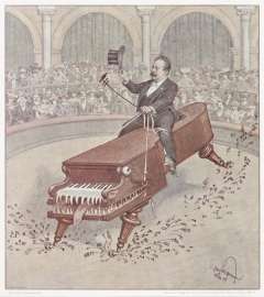 Alfred Grünfeld auf einem »Vollblut-Bösendorfer Imperial« die hohe Schule reitend (Druck E. M. Engel, Wien, 1907).