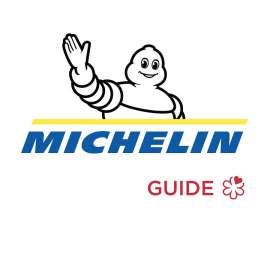 Guide Michelin Logo mit Wikendem Bibendum und Schriftzug