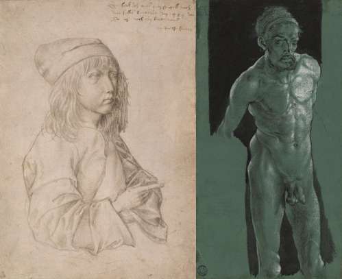 Albrecht Dürer Selbstbildnis als Dreizehnjähriger, 1484 - Albrecht Dürer Selbstbildnis als Akt, um 1499
