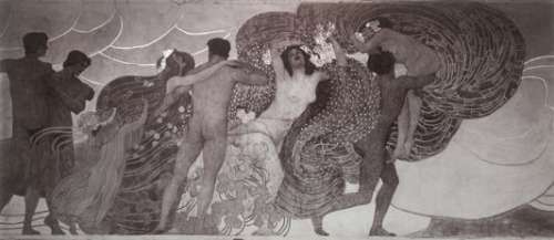 Moriz Nähr, Josef Maria Auchentallers Wandgemälde Freude, schöner Götterfunken für die XIV. Ausstellung der Wiener Secession (Ausschnitt), 1902