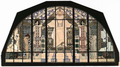 Koloman Moser, Entwurf für das Südfenster der Kirche St. Leopold am Steinhof, 1905/06