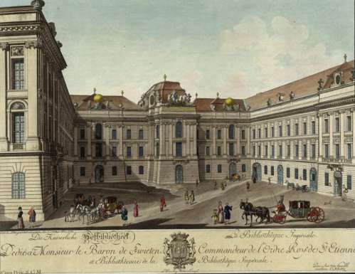 Josefsplatz, Kolorierter Kupferstich von Carl Schütz, 1780