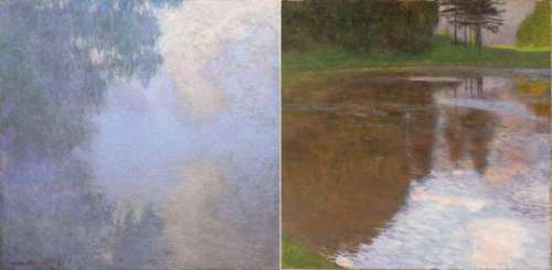 Claude Monet, Arm der Seine bei Giverny im Nebel, 1897 // Gustav Klimt, Ein Morgen am Teiche, 1899