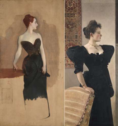 John Singer Sargent, Study for Madame Gautreau, c. 1884 // Gustav Klimt, Frauenbildnis, 1894