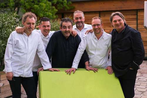 Gruppenbild mit Sternen-Amador&Friends: Sven Elverfeld, Jacob Jan Boerma, Juan Amador, Hans Reisetbauer, Nils Henkel, Heinz Hanner (v.l.)