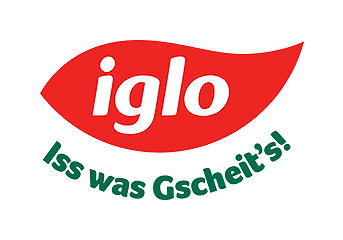Iglos Logo darunter der Schriftzug 'Iss was Gscheit's!'