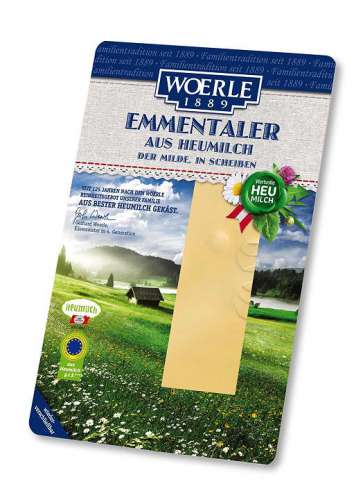 Woerle Emmentaler mit seinem mild-nussigen Geschmack gibt es nun auch in Scheibenform.
